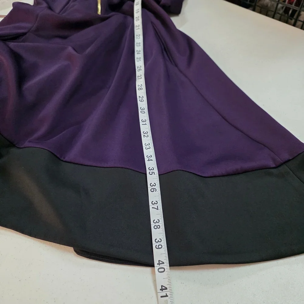 DKNY Womens Purple Fit and Flare Ring Zip Sleeveless Colorblock Dress Size 10